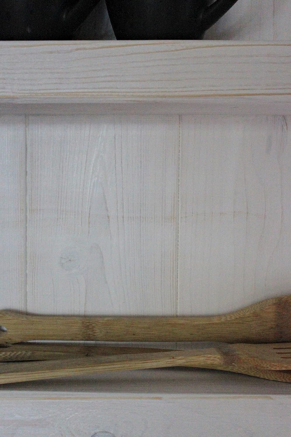 dekorie Gewürzregal aus Holz - für die Wand oder stehend - Antikweiss - 4 Stellflächen - 65 x 77 x 1