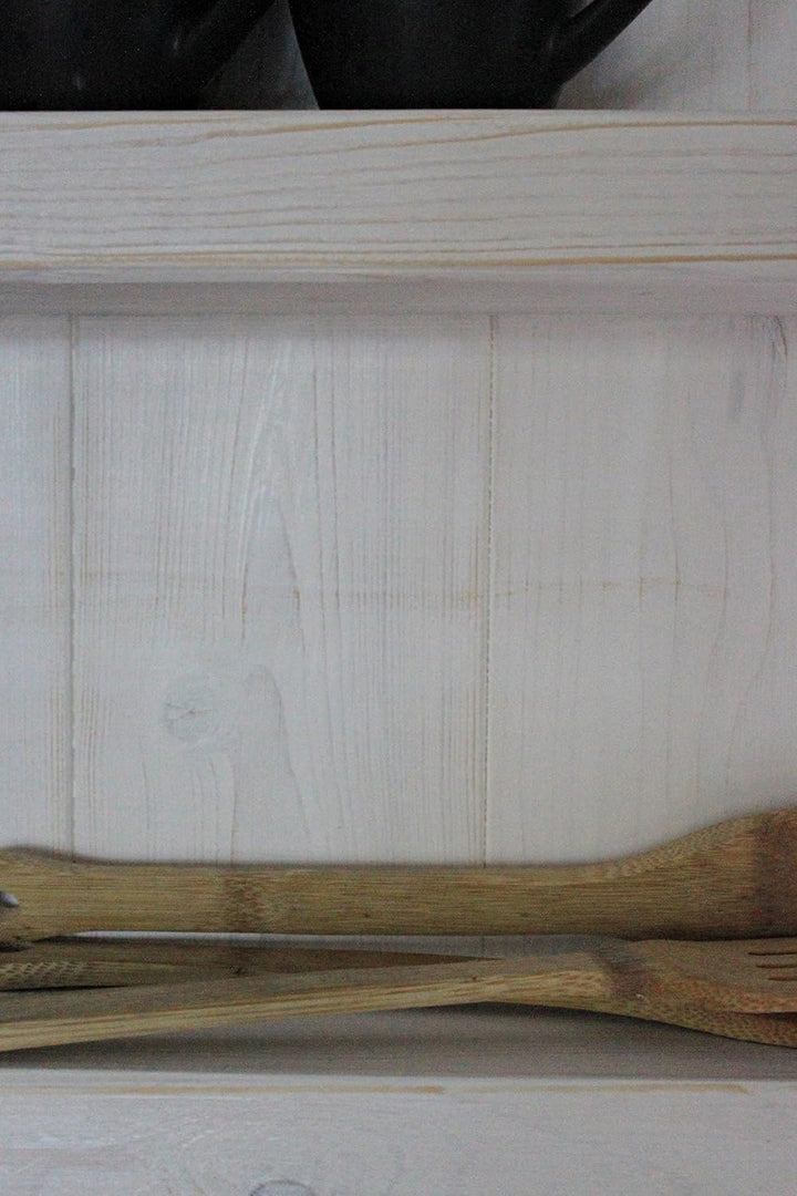 dekorie Gewürzregal aus Holz - für die Wand oder stehend - Antikweiss - 4 Stellflächen - 65 x 77 x 1
