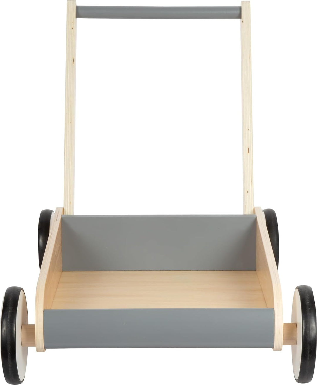 small foot Lauflernwagen Schiefergrau, robuster Schiebewagen aus Holz, mit grosser Ladefläche, ab 12
