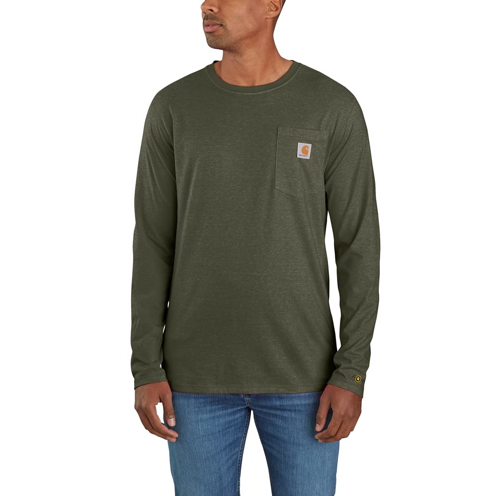 Carhartt Herren Langarmshirt Force Flex Pocket S Basil Heather, S Basil Heather