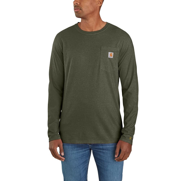 Carhartt Herren Langarmshirt Force Flex Pocket S Basil Heather, S Basil Heather