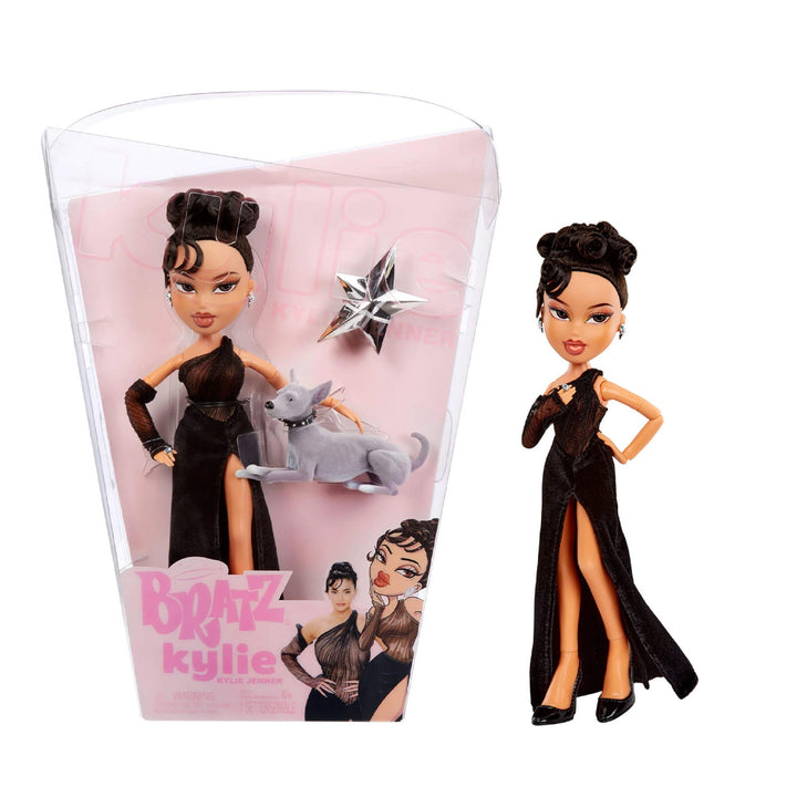 Bratz x Kylie Jenner - Night Modepuppe - Sammlerpuppe mit Abendkleid, Hund und Poster - für Kinder u