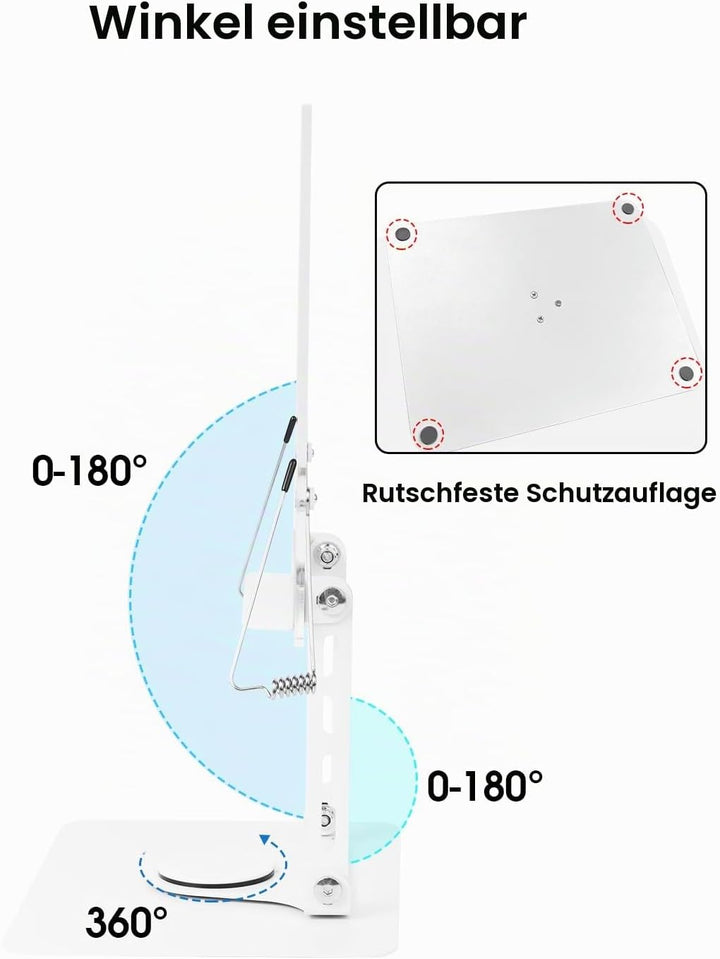 MSDADA Buchständer, Verstellbarer Acryl Buchhalter mit 360° drehbarer Basis, Kochbuchständer, Rezept