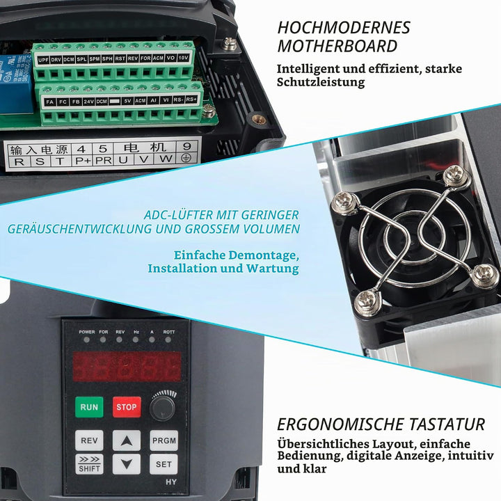 RATTMMOTOR VFD 3kW 220V 3 Phasen Frequenzumrichter CNC Umrichter mit 2m Verlängerungskabel für Spind
