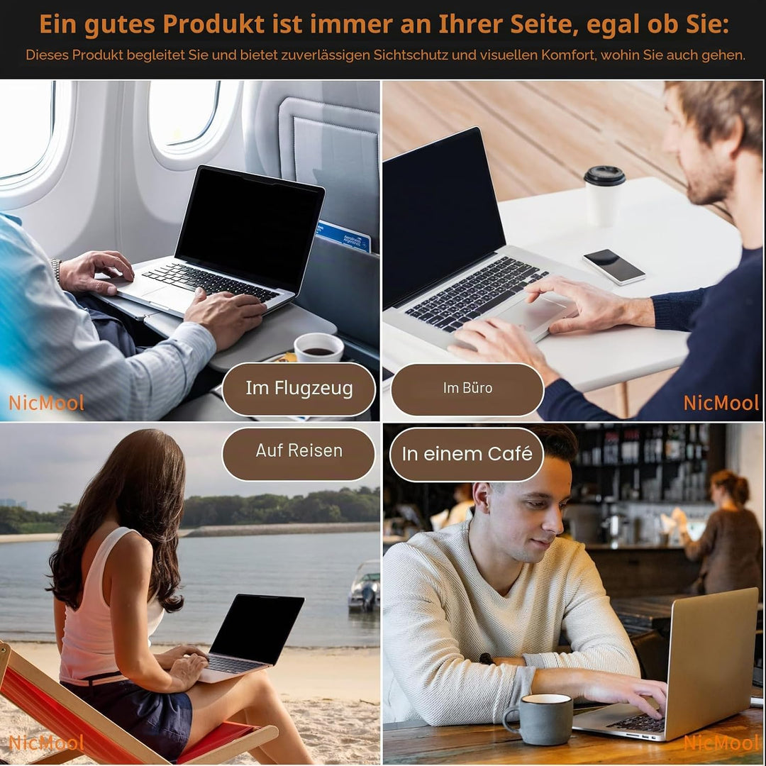 Laptop Magnetischer Monitor Blickschutzfilter für 14 Zoll 16:9, Abnehmbar Anti Glare, Anti Blaulicht