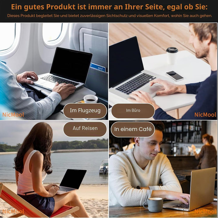 Laptop Magnetischer Monitor Blickschutzfilter für 14 Zoll 16:9, Abnehmbar Anti Glare, Anti Blaulicht