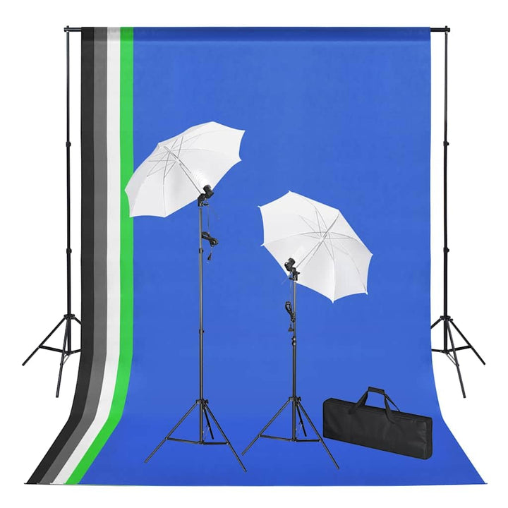 vidaXL Fotostudio Set Hintergrundsystem Studioschirm Studioleuchte Studiolampe Fotolampe Studioset H