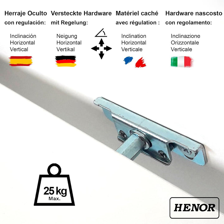 Henor Wandregal FSC® Holzwandregal 60 x 20 x 2.5 cm. Laden Sie 25 kg. Weiss 60 Weiss, P-20 Cm., 60 W
