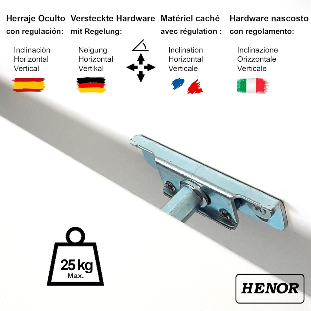 Henor Wandregal FSC® Holzwandregal 50 x 20 x 2.5 cm. Laden Sie 25 kg. Weiss 50 Weiss, P-20 Cm., 50 W
