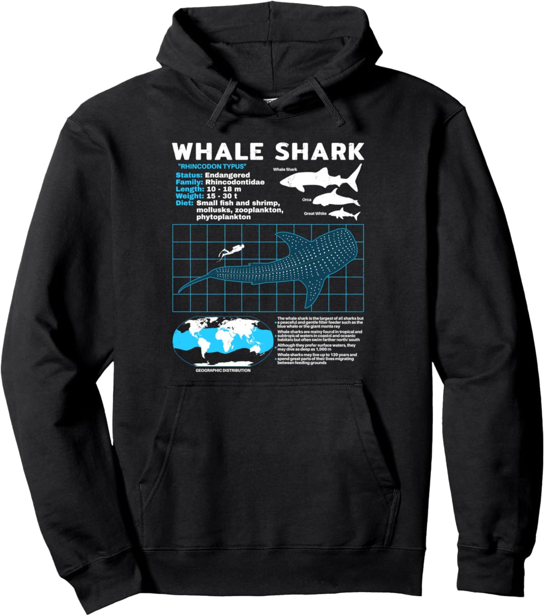 Walhai Fact Sheet Merkblatt zum Walhai Pullover Hoodie