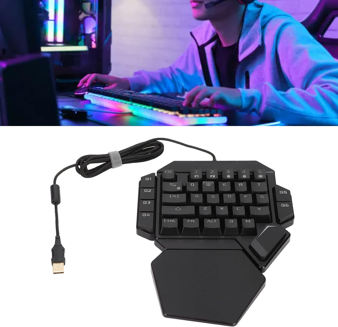 ciciglow Einhand-Gaming-Tastatur, K50 Wired RGB Backlit Mechanical Half Keyboard 35 Keys Portable Ga