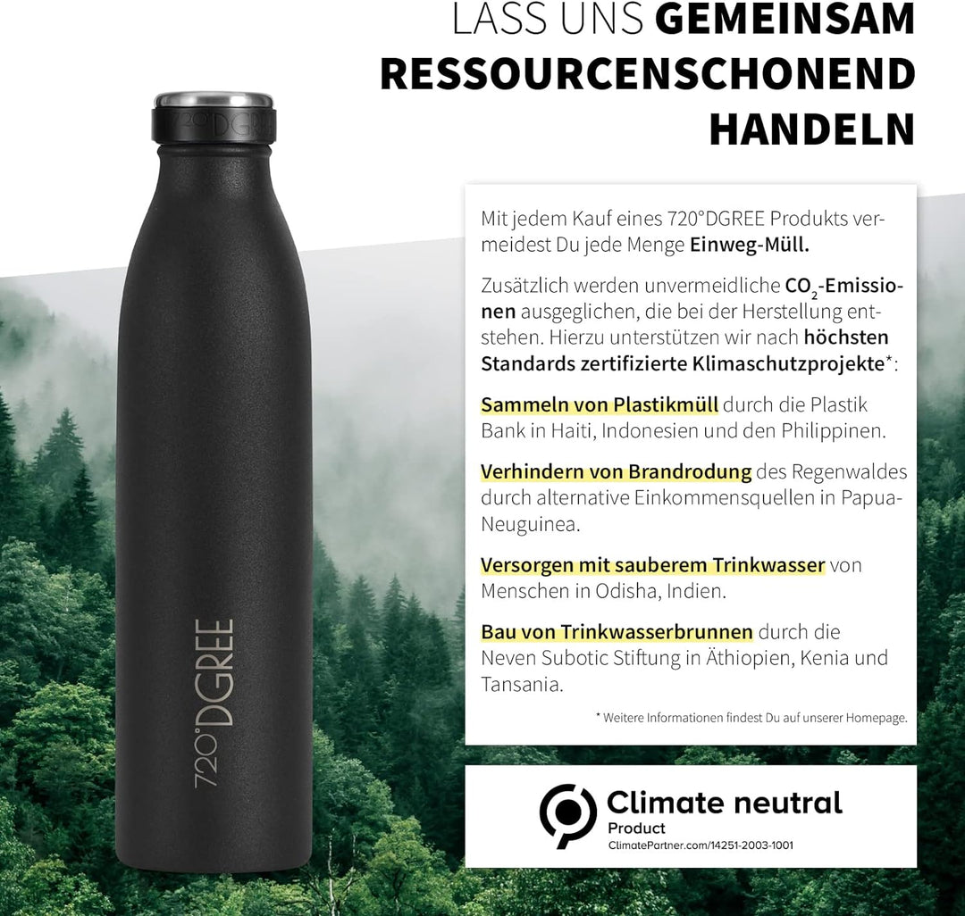 720°DGREE Edelstahl Trinkflasche “milkyBottle” - 350ml, 500ml, 750ml, 1L - BPA-Frei, Auslaufsicher,