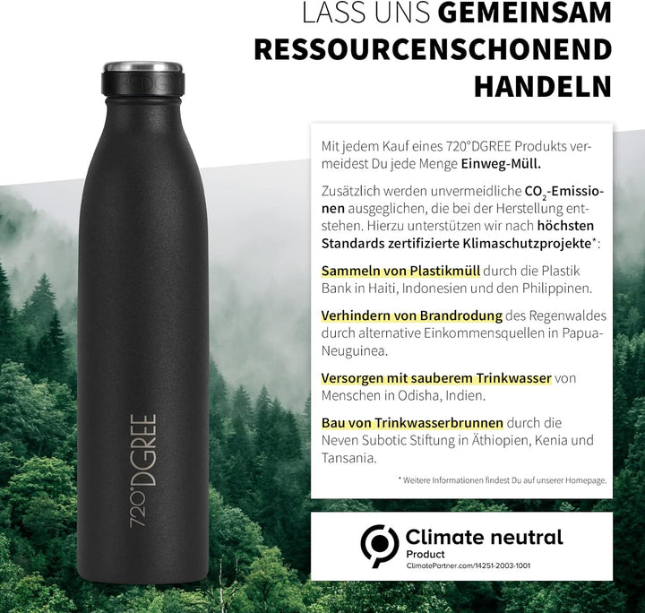 720°DGREE Edelstahl Trinkflasche “milkyBottle” - 350ml, 500ml, 750ml, 1L - BPA-Frei, Auslaufsicher,