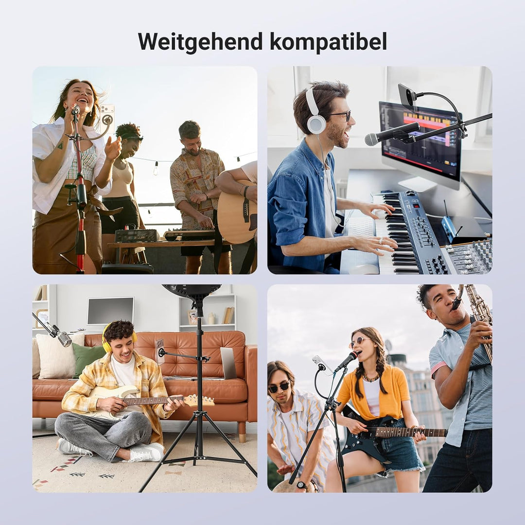 NEEWER BASICS Magnetische Handyhalterung für Microphone Stand mit flexiblem Rohr, Magnet verstellbar