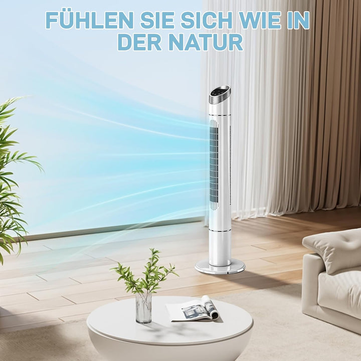 LEADZM Turmventilator mit Fernbedienung,Schwenkbarer Turm 107 cm,Tower Fan 80° Oszillationswinkel,Sä