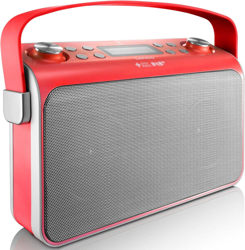 Lenco Lucille Retro Radio mit Bluetooth (5Watt RMS, UKW und DAB+, NFC Pairing, USB-Lader) rot