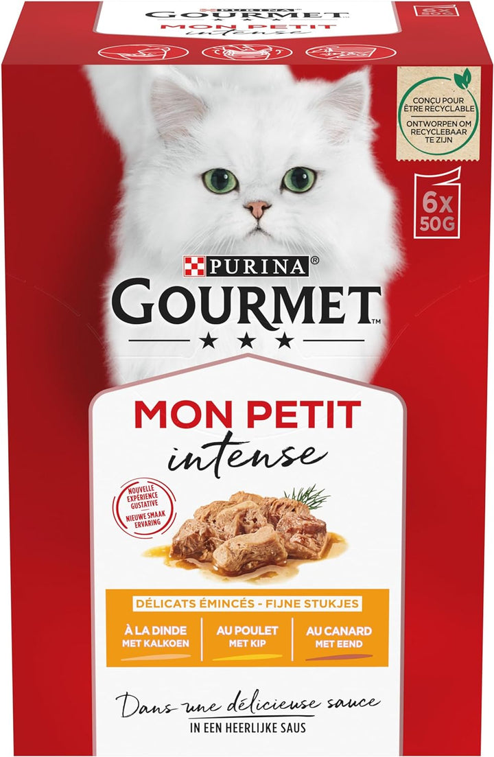Gourmet Mon Petit Mahlzeiten für ausgewachsene Katzen Geschmack wählbar (6x50g - Pack of 8) Geflügel