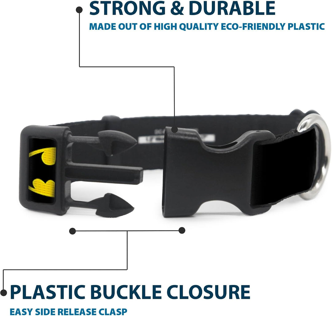 Buckle-Down Kunststoff-Halsband mit Clip, Batman-Schild, 2,5 cm breit, passend für Halsumfang von 38