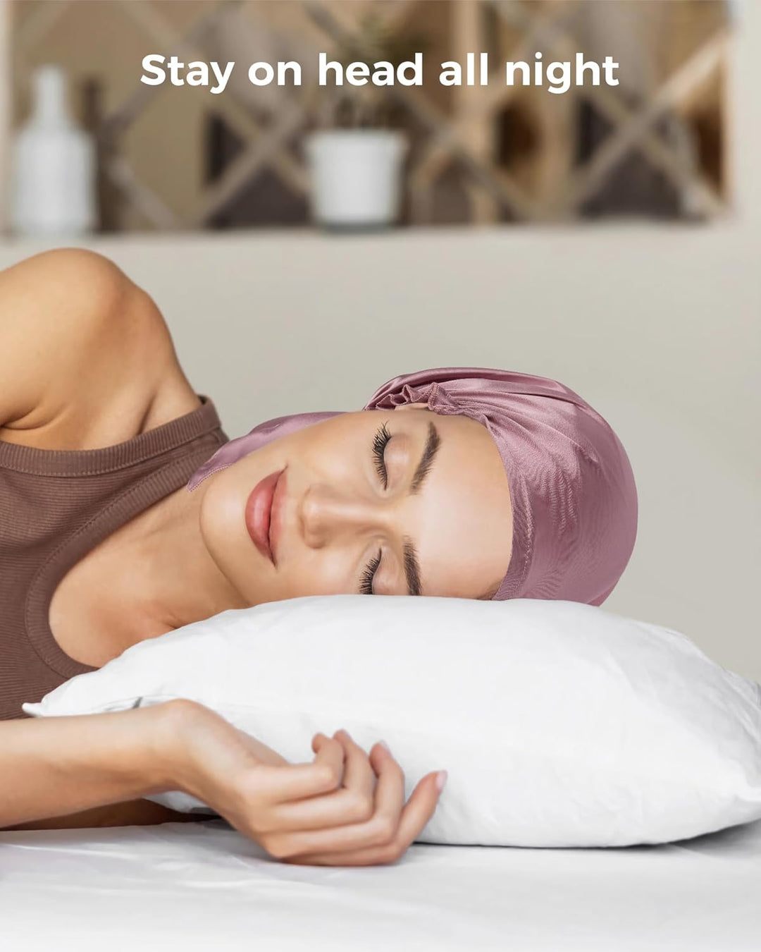 OROPY 100% Seide Schlafmütze Haarschönheit Nachtmütze Damen für Haarverlust Atmungsaktive Kappe Dunk