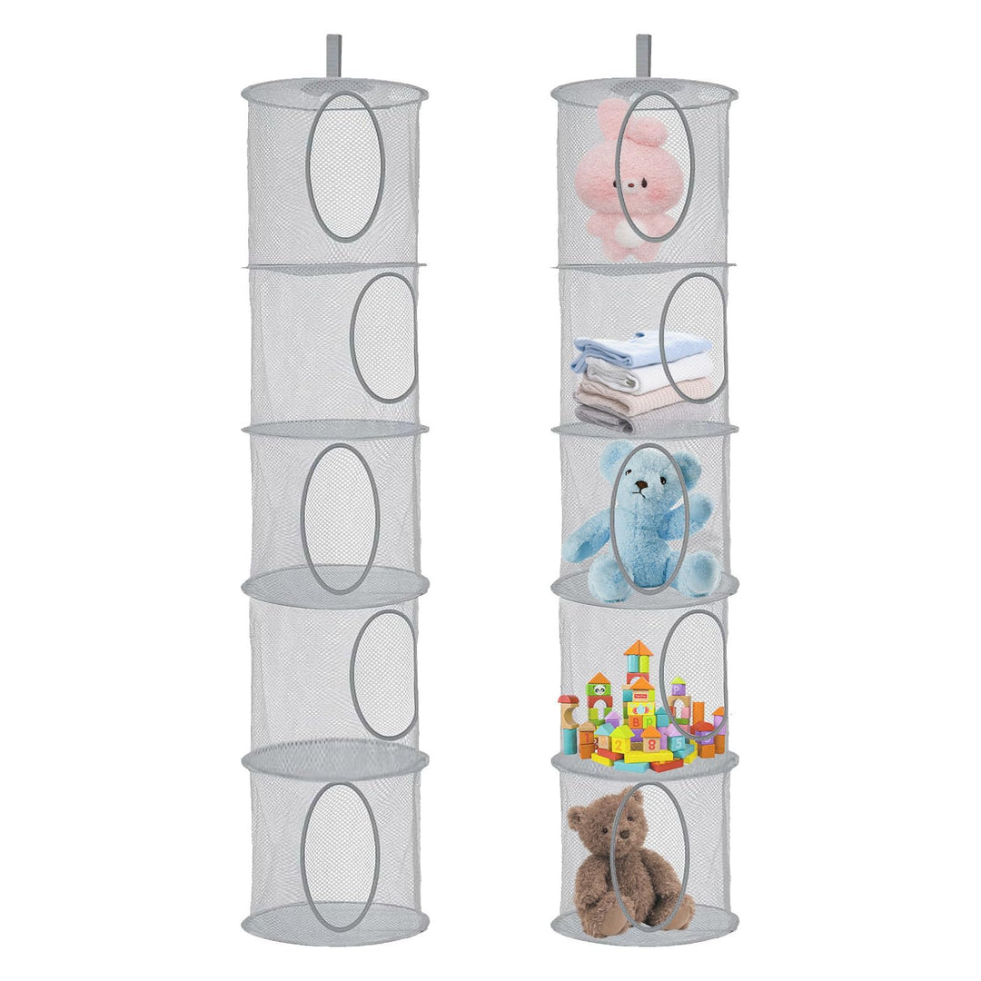 Hängeaufbewahrung, 2 Stück Faltbare Hängeaufbewahrung Organizer, 5 Fächer Hängeregal Mesh Hängende N