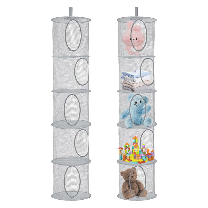 Hängeaufbewahrung, 2 Stück Faltbare Hängeaufbewahrung Organizer, 5 Fächer Hängeregal Mesh Hängende N