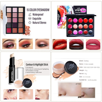 Professionelles Make-up Sets, MKNZOME 8st Schminkset Schminkkoffer Mädchen Gefüllt Frauen Makeup Pal