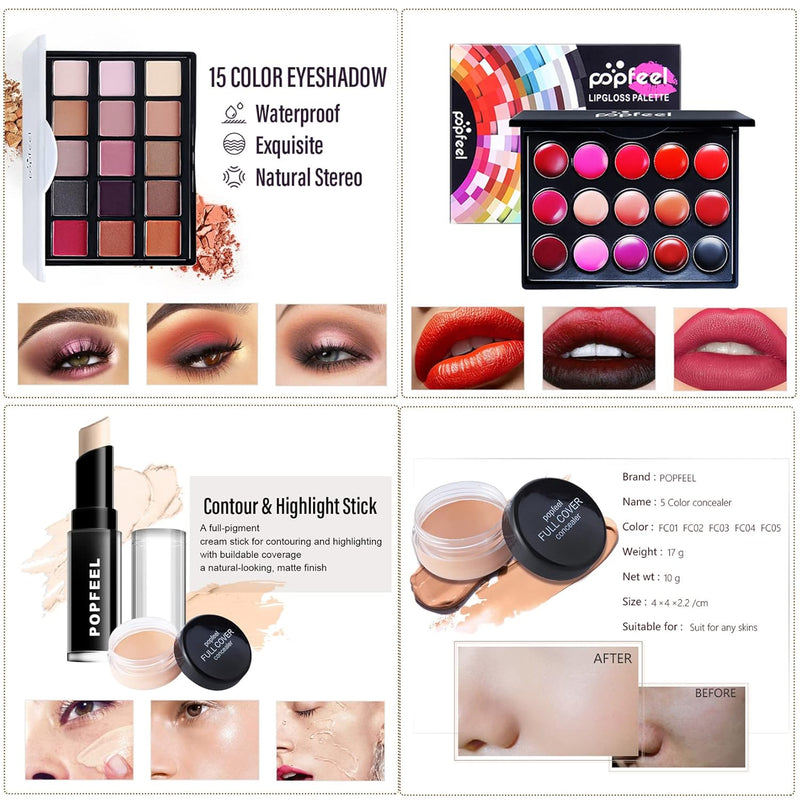 Professionelles Make-up Sets, MKNZOME 8st Schminkset Schminkkoffer Mädchen Gefüllt Frauen Makeup Pal