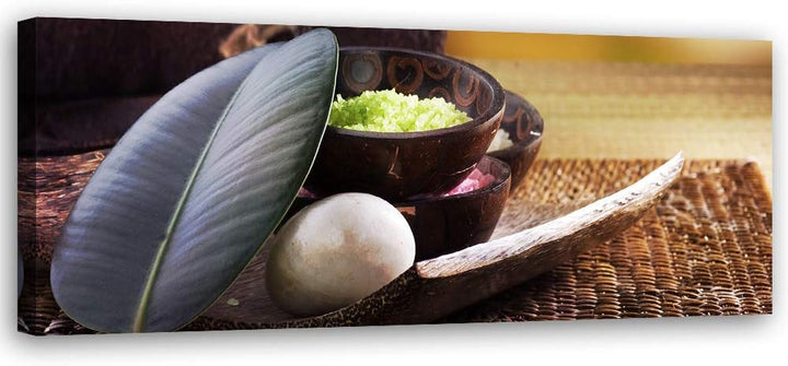 Feeby Wanddeko Spa Leinwandbild Kunstdruck Stein Braun 120x40 cm Leinwandbild 120x40 cm Braun_a, Lei