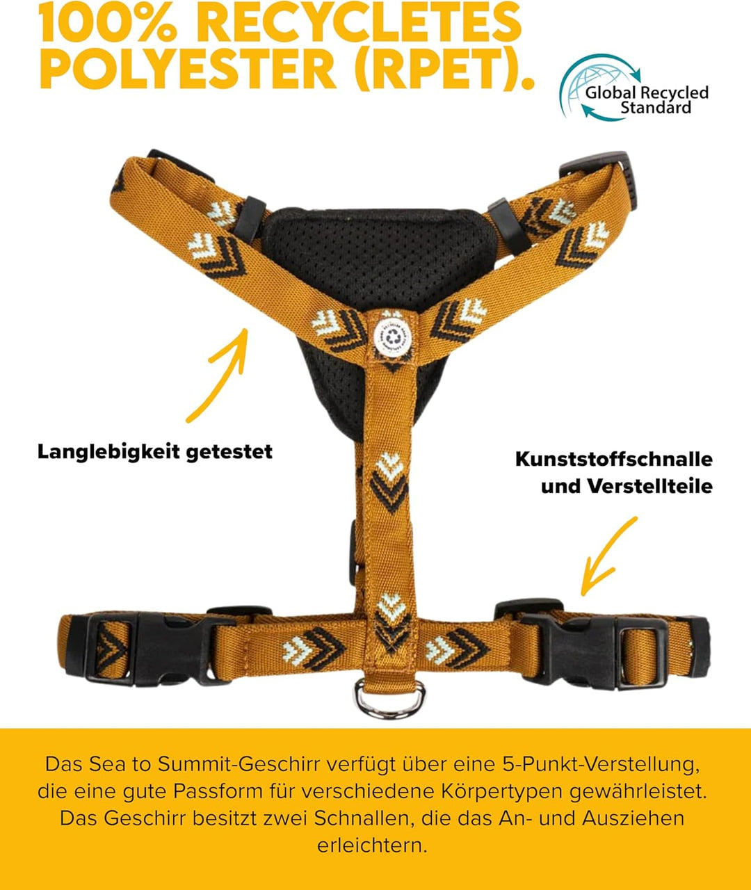 Woolly Wolf Sea to Summit Dog Harness S - Hundegeschirr für kleine Hunde aus recyceltem Polyester, V