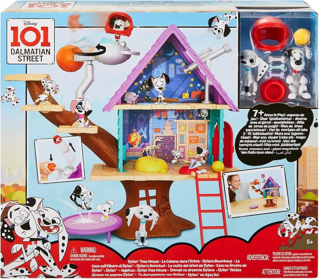 Mattel GDL88 - Disney Das Haus der 101 Dalmatiner Dylans Baumhaus Spielset mit Dylan und Dolly, Spie