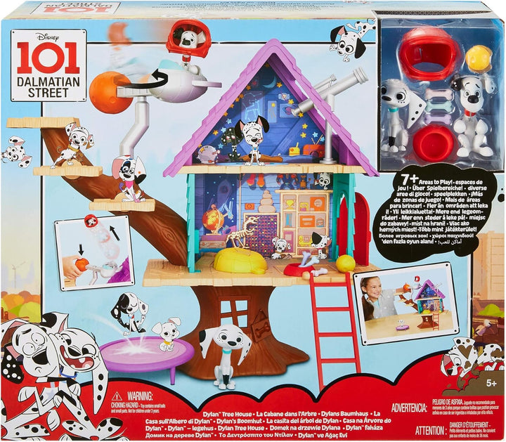 Mattel GDL88 - Disney Das Haus der 101 Dalmatiner Dylans Baumhaus Spielset mit Dylan und Dolly, Spie