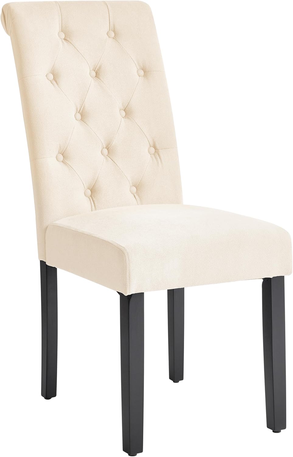 Polsterstuhl creme 2er Set Beine aus Kiefernholz Glamour Stil Velva