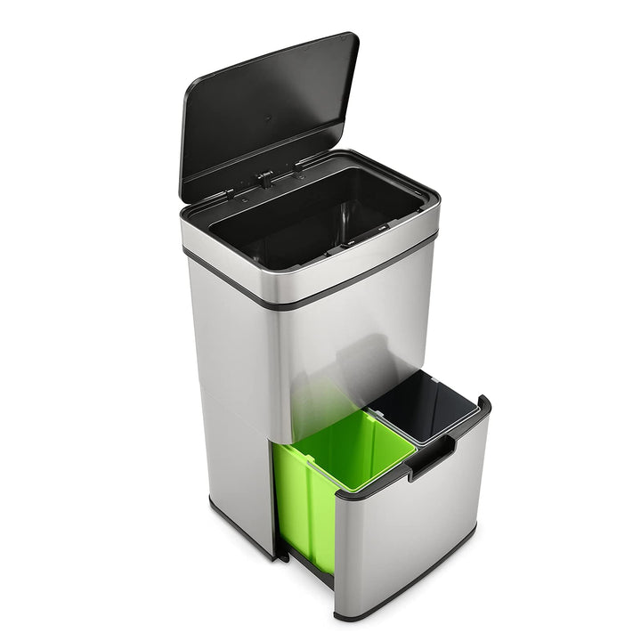 SVITA Sensor-Mülleimer Mülltrennsystem Edelstahl Mülleimer mit Sensor Abfalleimer (62L), 62L