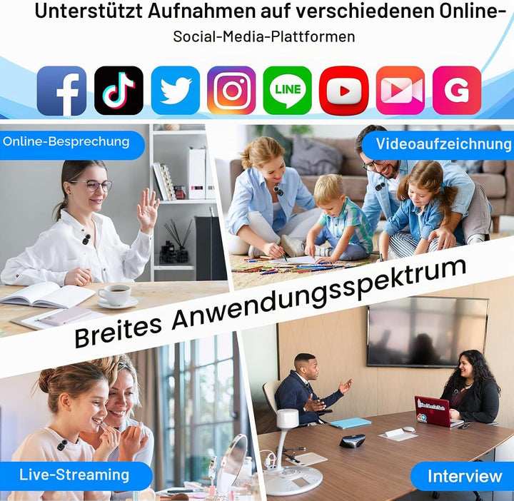 OSA 3 in 1 lavalier mikrofon für Kamera,IOS,Android,und Laptop, 2.4G Ultra Low Delay 8H Lange Arbeit