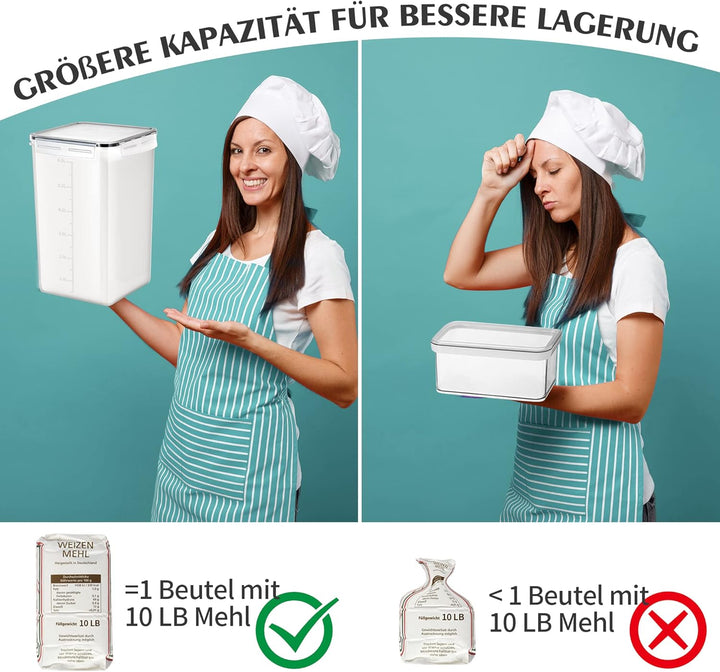 6,5L Gross Vorratsdosen mit Deckel Luftdicht 2er Set, Etiketten und Löffel, BPA Frei Plastik Aufbewa