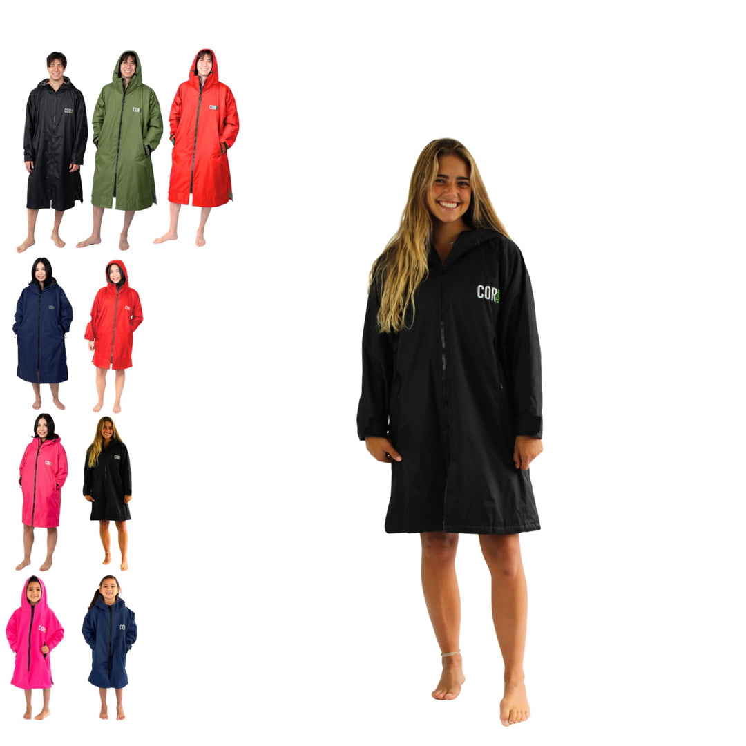 COR Surf Schwimm-Parka, schwere, warme Surfjacke für Herren, Damen, grosse Kinder, wasserabweisendes