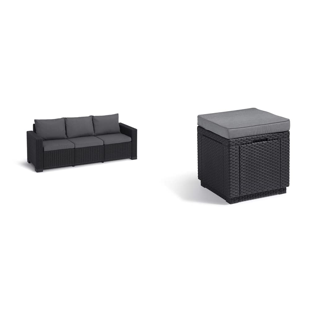 Keter Allibert by Gartenlounge Sofa California 3 Sitzer, Graphit/cool Grey,199 x 68 x 72 cm & Allibe