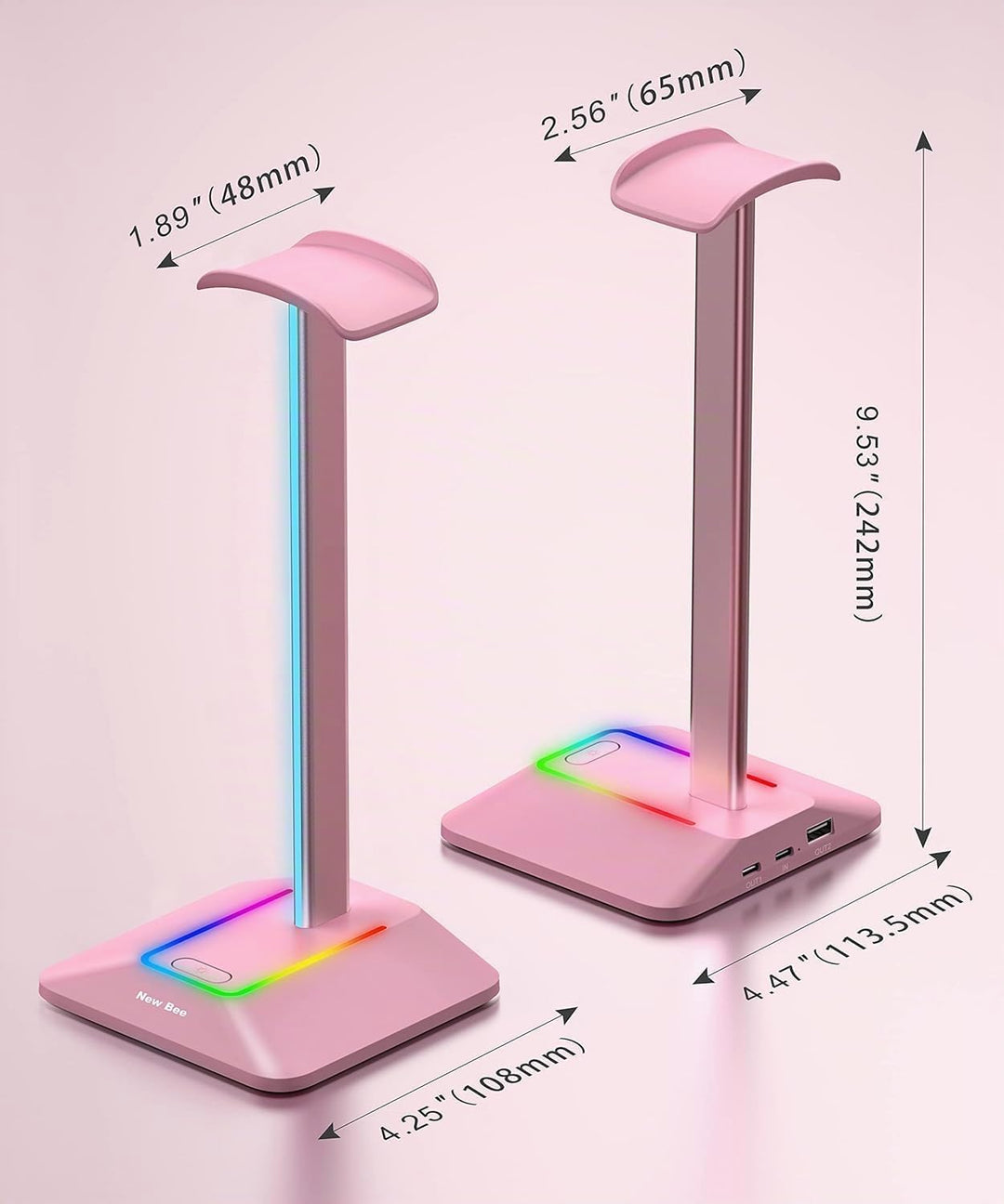 New Bee Kopfhörer Ständer RGB Headset Halterung mit USB Typ-C Ladegeräten und Datenübertragung Unive