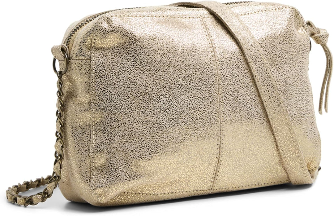 PIECES Damen Pcnaina Leather Cross Over Noos Umhängetasche Gold Colour/Aop:snow, Gold Colour/Aop:sno