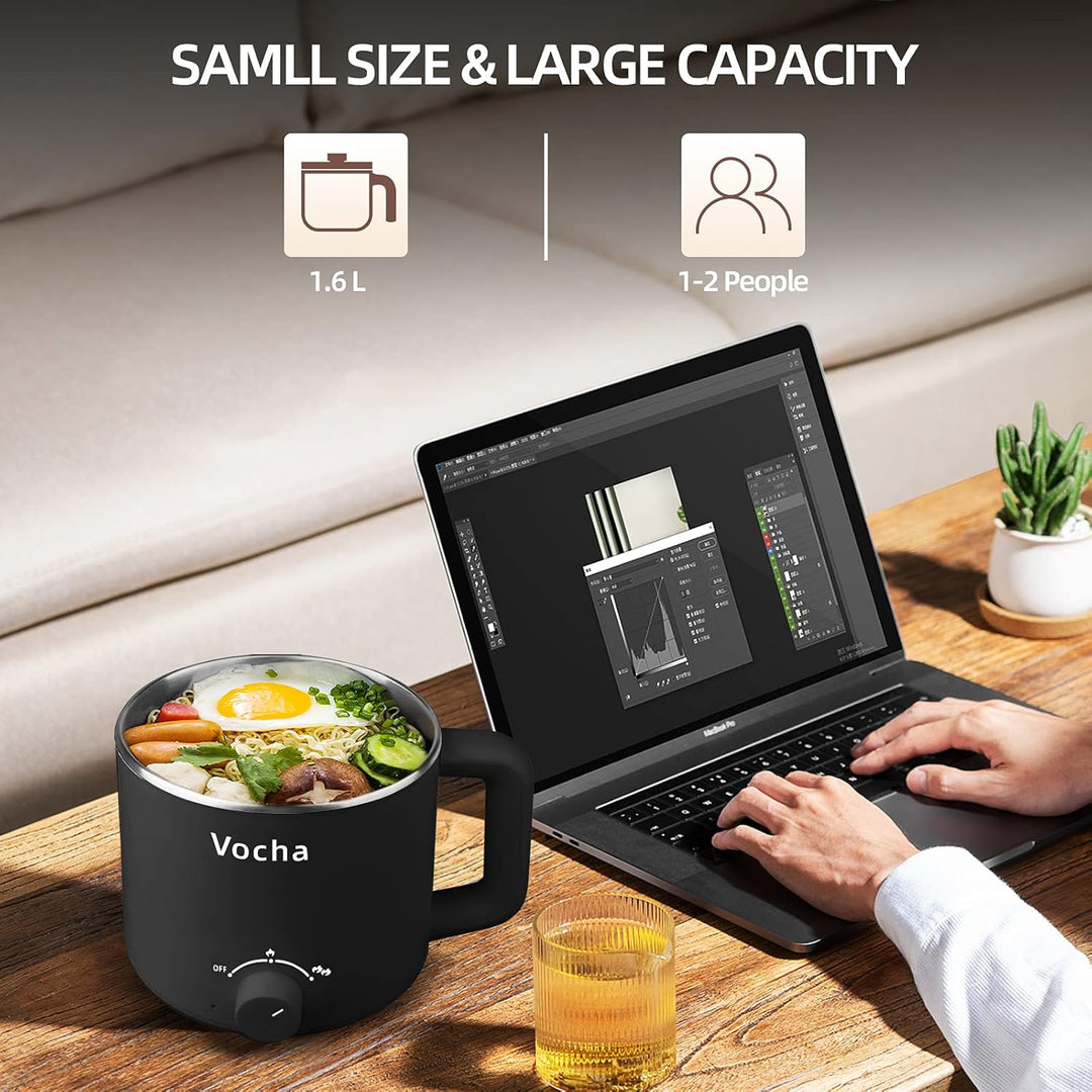Vocha Elektrische Hot Pot Topf, 1.6L Kleiner Elektrischer Kochtopf, Tragbare Schneller Nudelkocher,