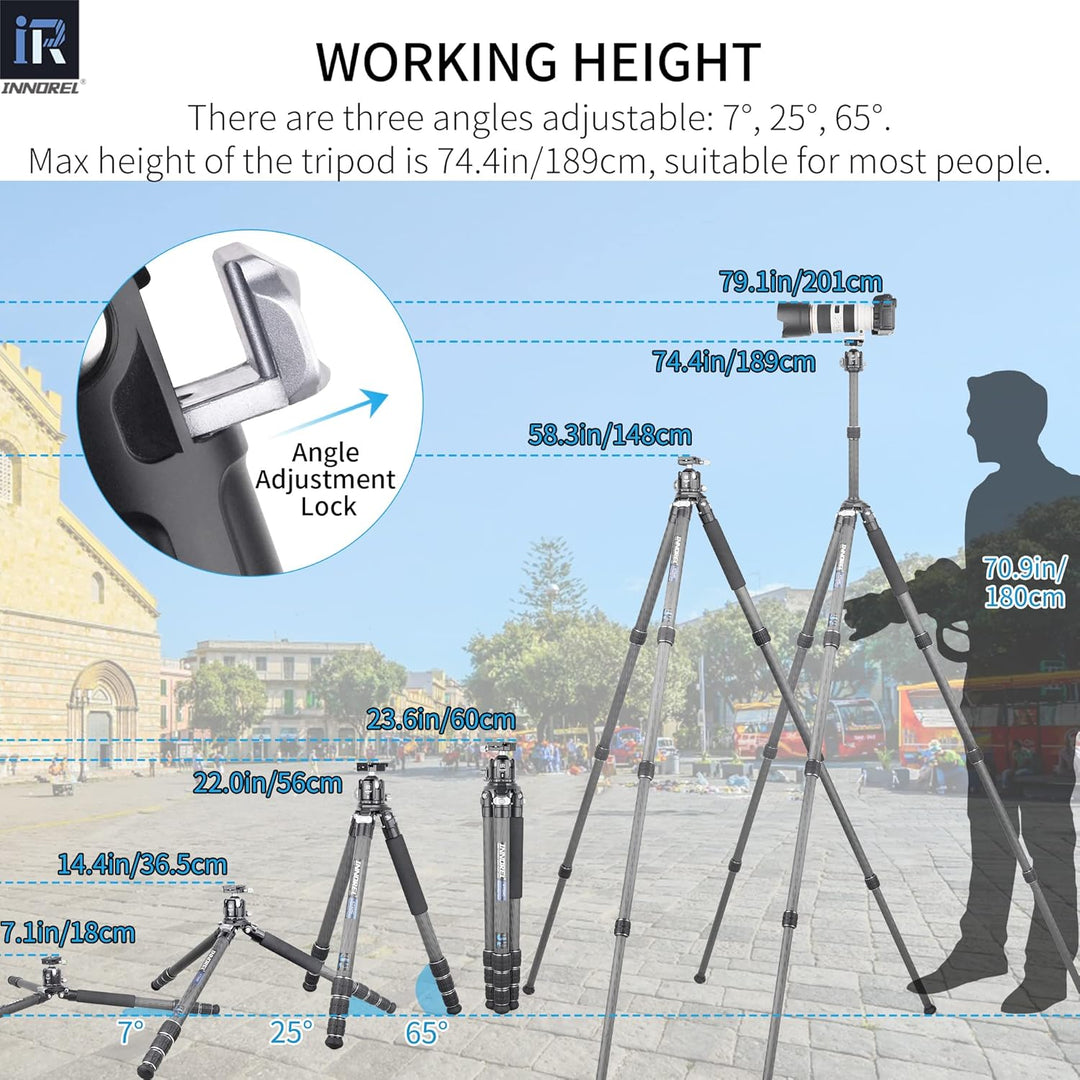 Karbonfaser-Stativ INNOREL KT324C Professionelles, tragbares, kompaktes Reisestativ für DSLR-Kameras