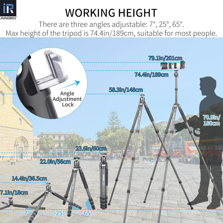 Karbonfaser-Stativ INNOREL KT324C Professionelles, tragbares, kompaktes Reisestativ für DSLR-Kameras