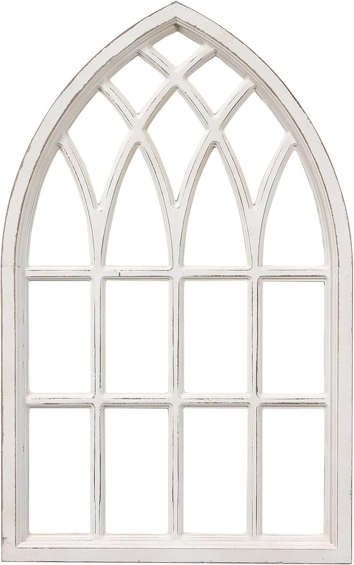 Sintosin Vintage Gewölbte Fensterrahmen Deko Weiss Gross 50x80 cm, Bauernhaus Kathedrale Fensterlade
