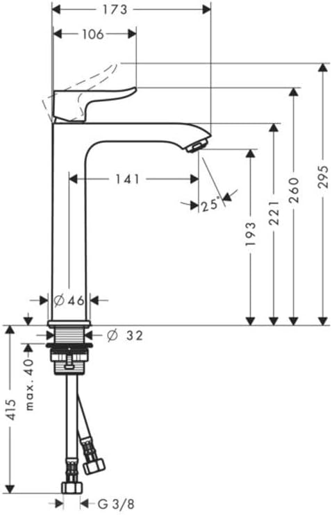 hansgrohe Wasserhahn Metris (Armatur mit Auslauf Höhe 200mm, ohne Ablaufgarnitur) Chrom Chrom Auslau