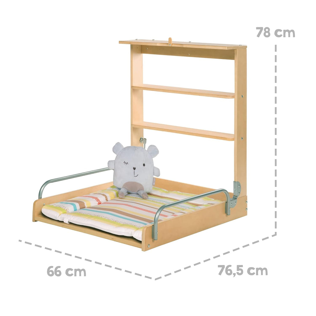 roba Wandwickelregal - Klappbares Wickelregal zur Wandmontage - Wickeltisch mit Wickelauflage &