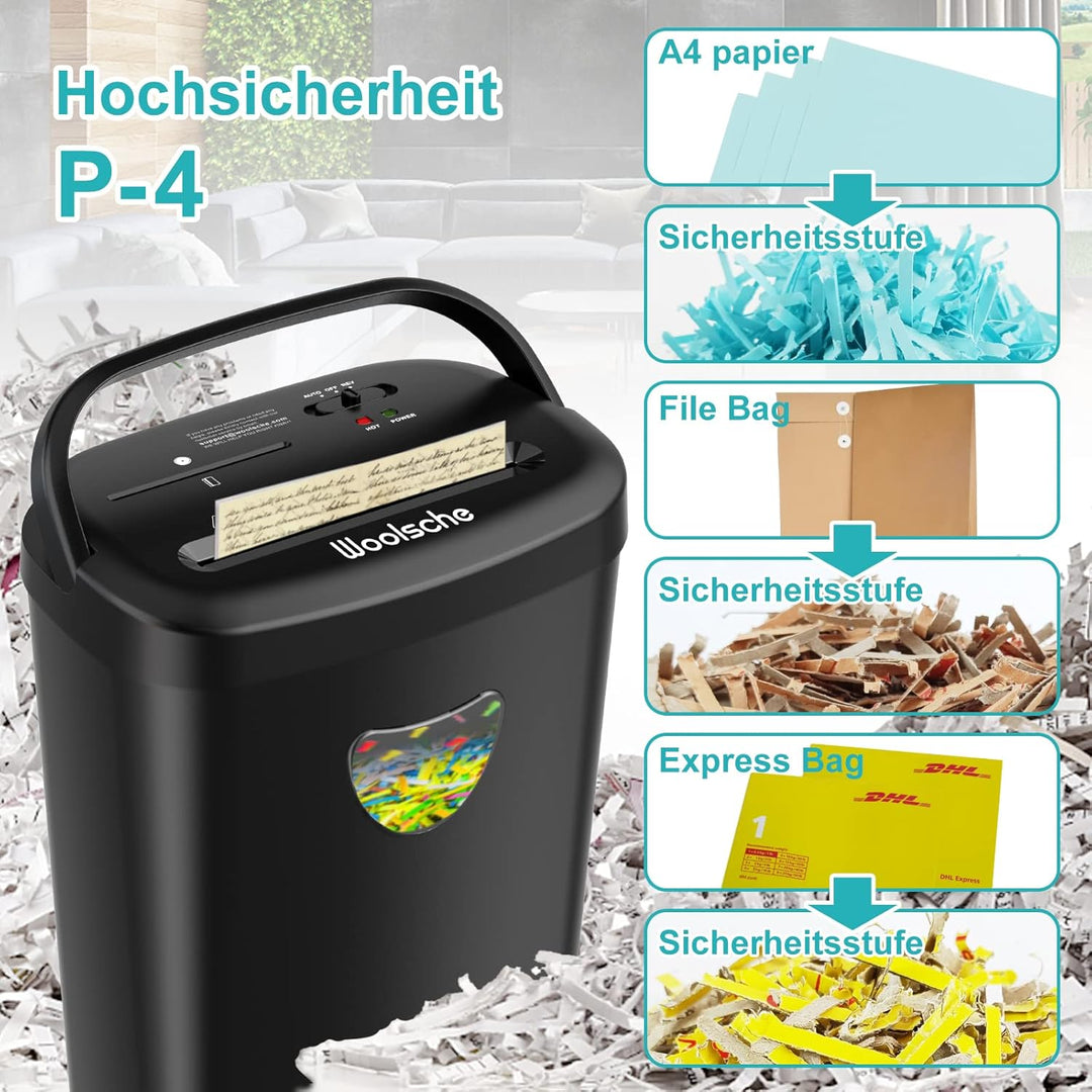 Aktenvernichter, schreddert 12 Blätter auf einmal, kann Kreditkarten/CD und Büroklammern zerkleinern