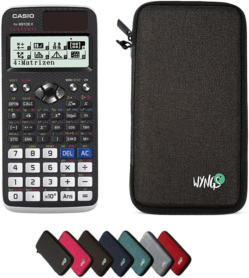CALCUSO Sparpaket: Casio FX-991 DE X technisch-wissenschaftlicher Taschenrechner + WYNGS Schutztasch