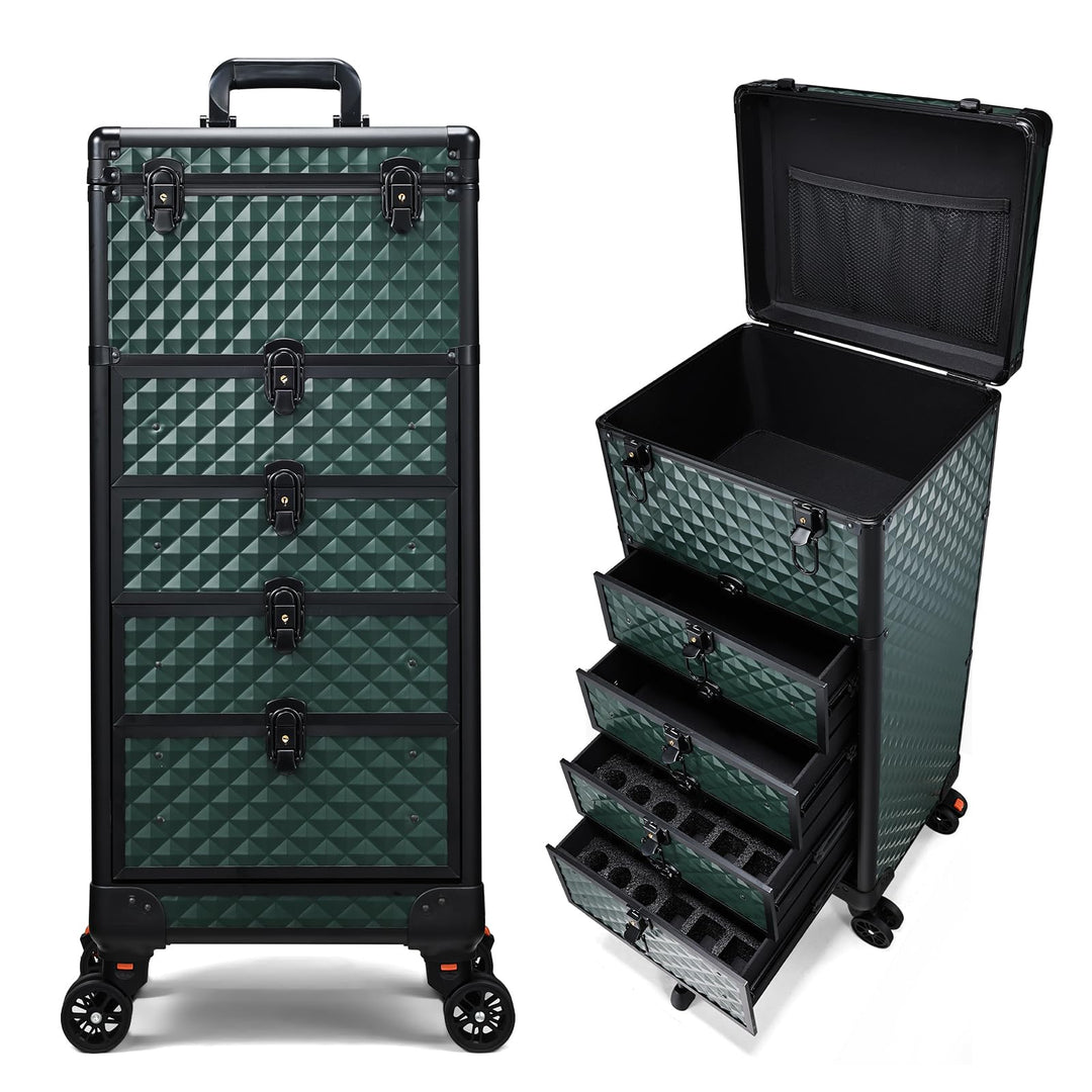 Kosmetik Trolley mit 4 Schubladen Friseurkoffer Gross Kosmetikkoffer Ngaelkoffer Make up Koffer mit