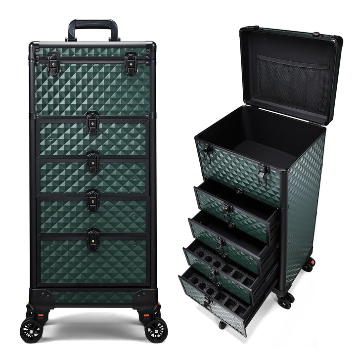 Kosmetik Trolley mit 4 Schubladen Friseurkoffer Gross Kosmetikkoffer Ngaelkoffer Make up Koffer mit