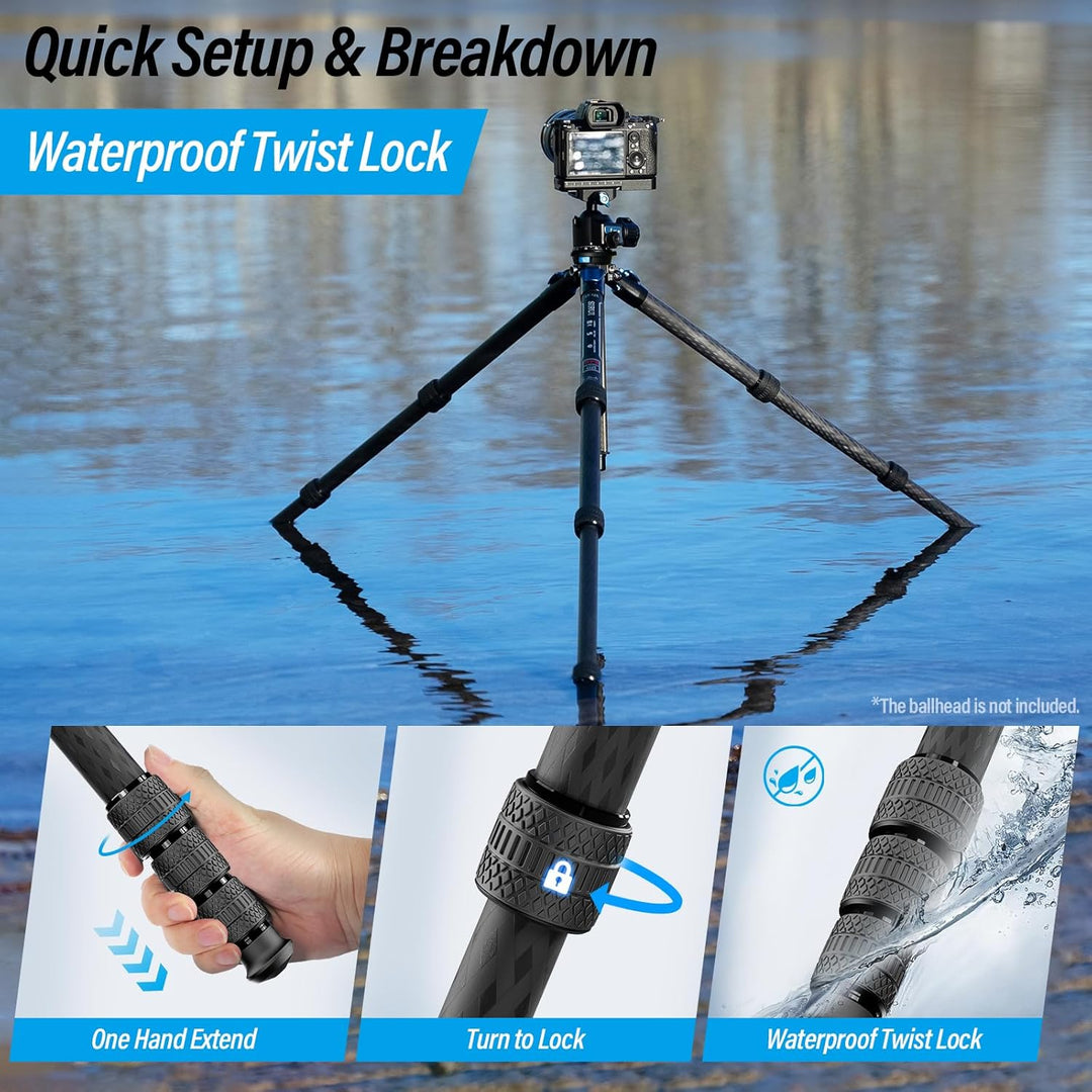 SIRUI AM124 Stativ Carbon Kamera mit dreieckiger Mittelsäule, leichtes Reisestativ Dreibein-Stative